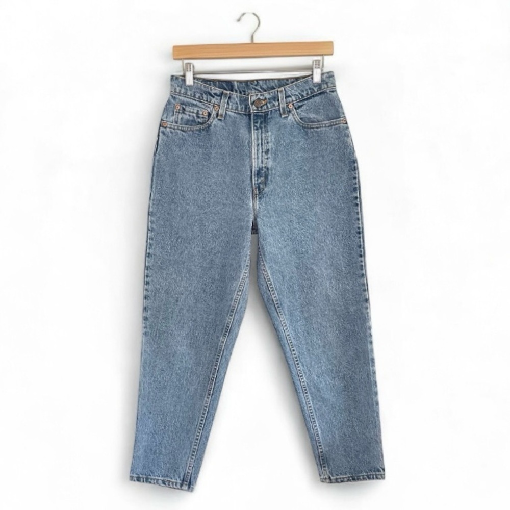 Vintage Levi’s 521 Tapered Leg Rigid Denim High Waist Jean Mid Blue 12 Petite
